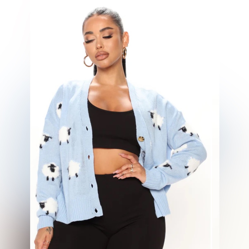 FashionNova Light Blue Sheep Cardigan